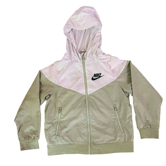Nike Kids Windrunner Windbreaker Jacket Small Olive Green White Pink 🌟 - Picture 1 of 5